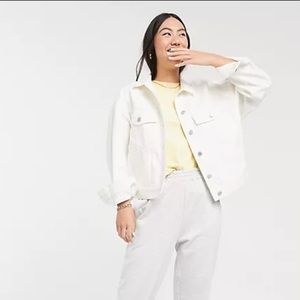 Weekday Oversized Jean Denim Jacket White Small